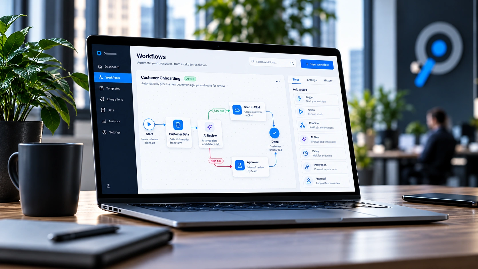 Softwareplatform op een laptopscherm